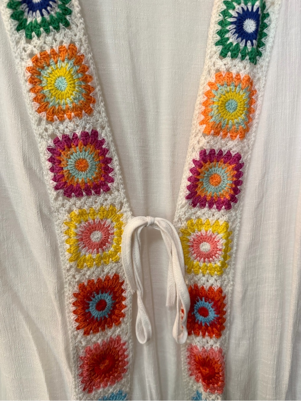 Rebellion Granny Square Crochet Detail Long Swim Suit Cover Up Sz XS - Picture 4 of 8